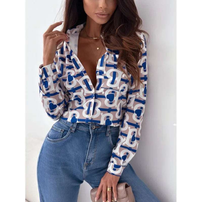Women's Casual Collar Button-up Shirt - ChoreGirl
