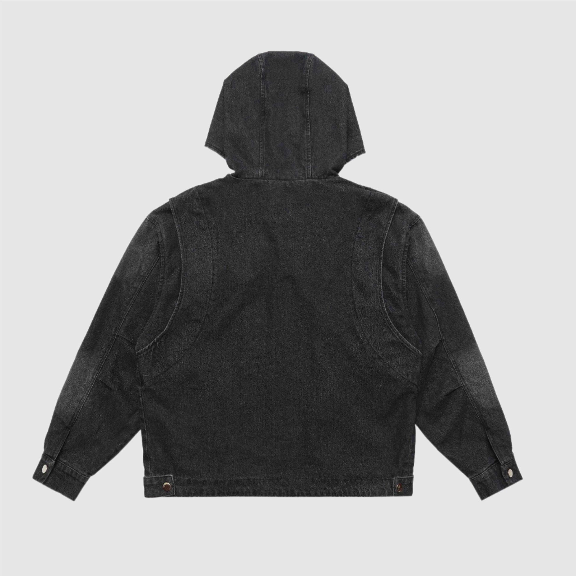Men's Hooded Zip-up Denim Jacket - ChoreGirl