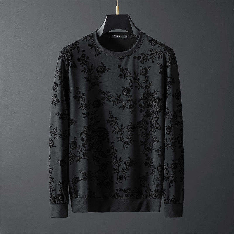 Men's Elegant Jacquard Round Neck Long-sleeved Sweatshirt and Trousers Two-piece Outfit Set - ChoreGirl