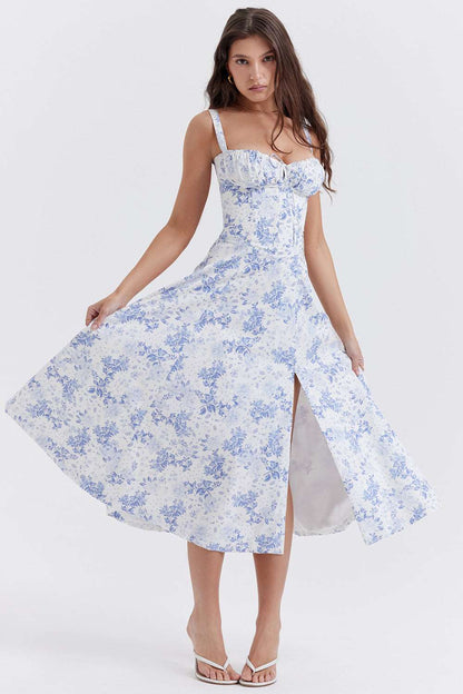 Women's Floral Print Dress With Straps - ChoreGirl