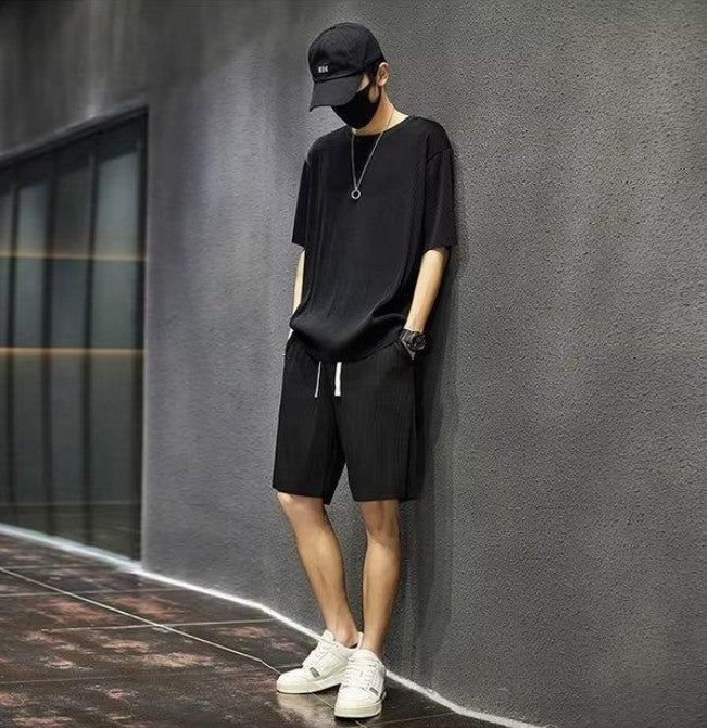 Men's Thin Loose Short-sleeved and Shorts Quick-drying Two-piece Set - ChoreGirl