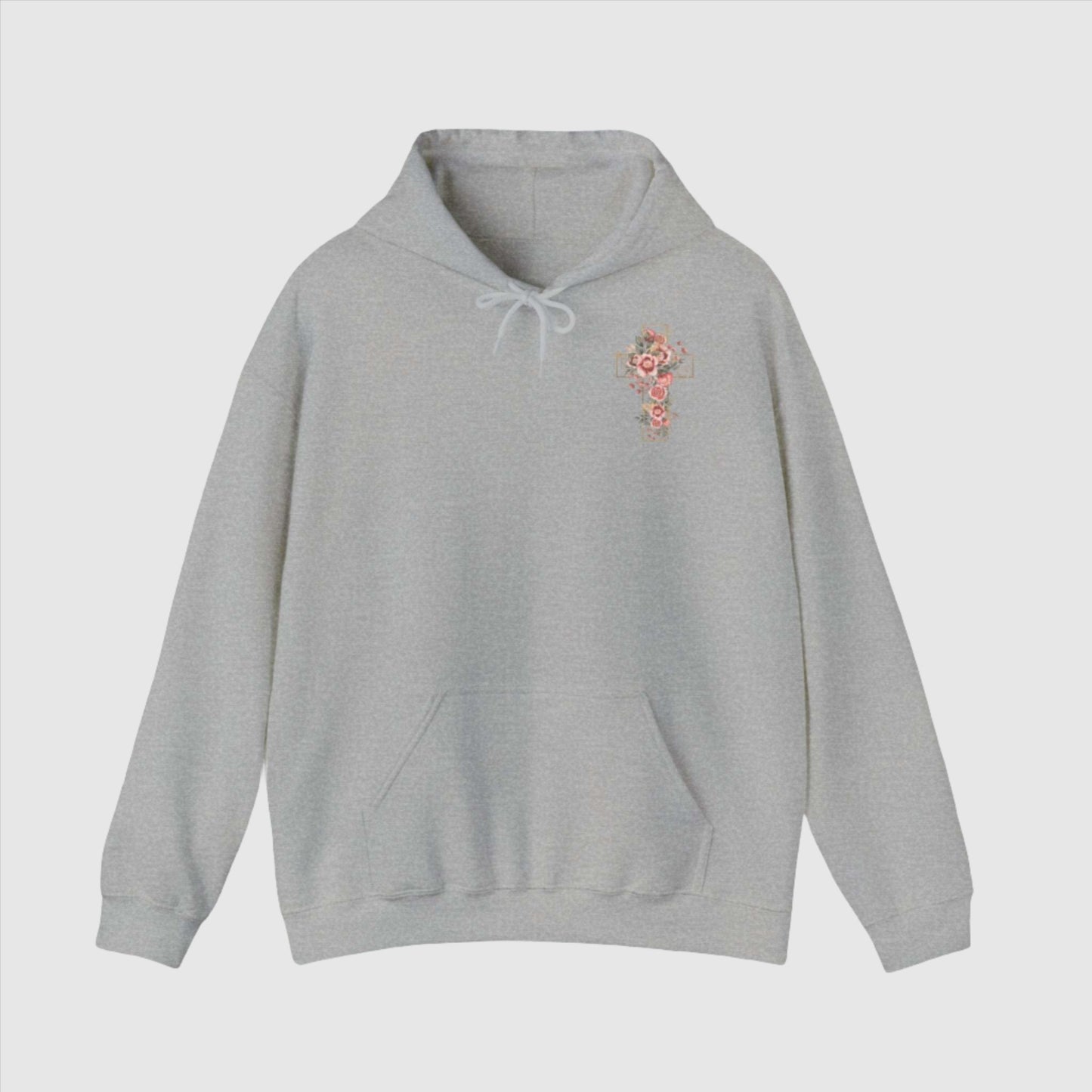 Custom Unisex Blooming Flower Cross Heavy Blend Hoodie | PERSONALIZED - ChoreGirl