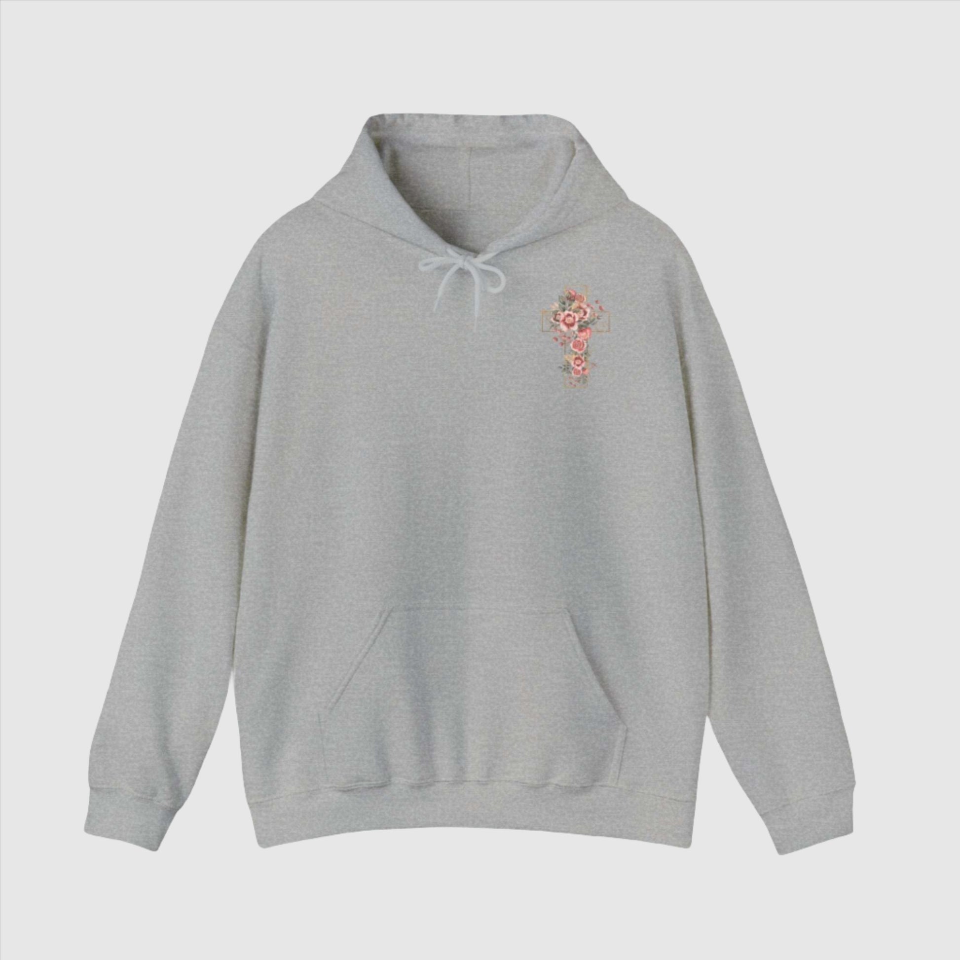 Custom Unisex Blooming Flower Cross Heavy Blend Hoodie | PERSONALIZED - ChoreGirl