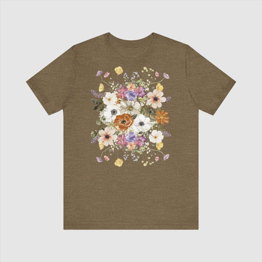 Custom Unisex Botanical Wildflowers Cottagecore Style Jersey Short Sleeve Tee | PERSONALIZED - ChoreGirl