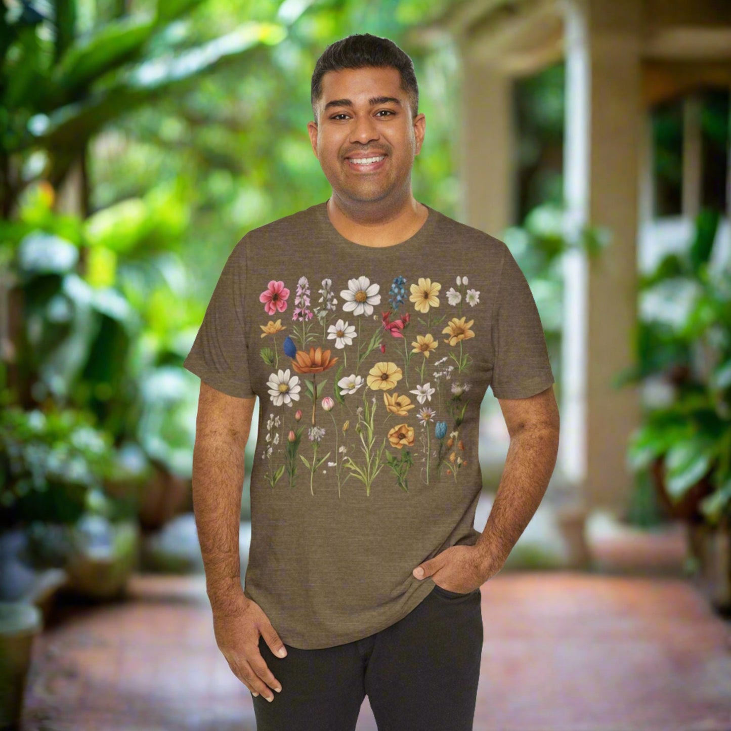 Custom Unisex Vintage Gardening Style Flower Jersey Short Sleeve Tee | PERSONALIZED - ChoreGirl