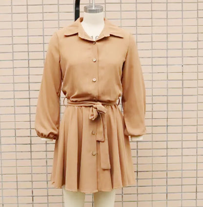 Women's Casual Long Sleeve Loose Shirt Dress - ChoreGirl