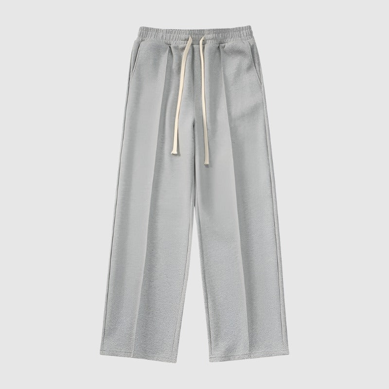 Men's Casual Pleat Stitching Loose Wide Straight Leg Pants - ChoreGirl