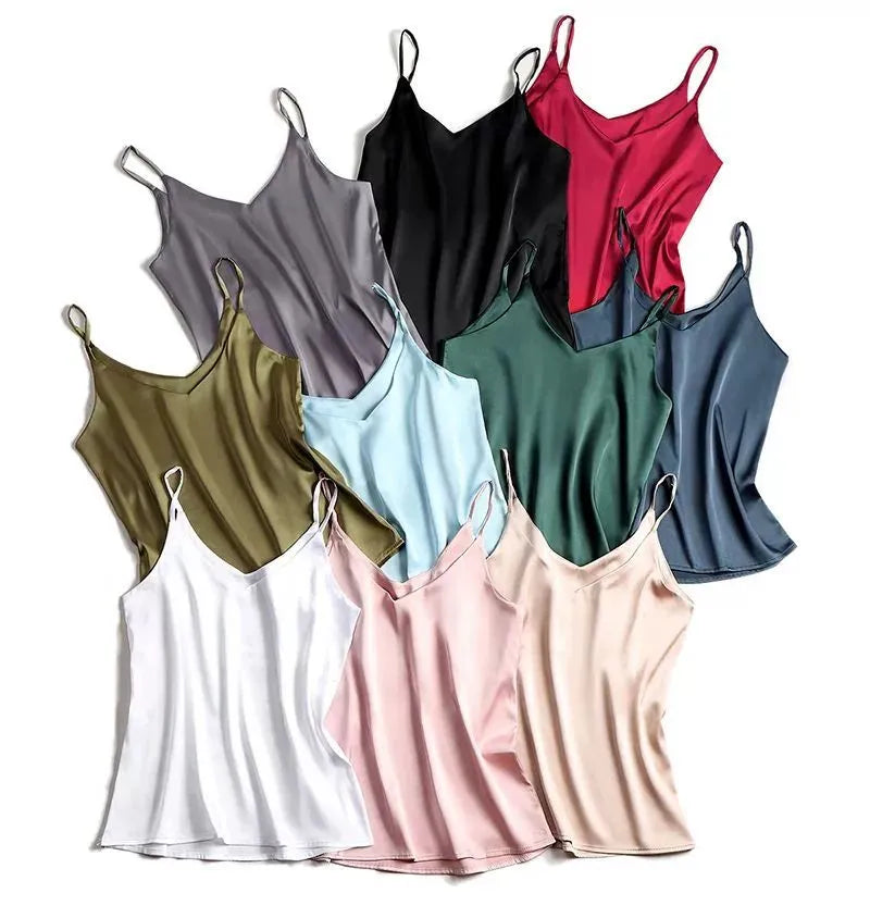 Women's Italian Camisole Spaghetti Strap V-neck Top - ChoreGirl