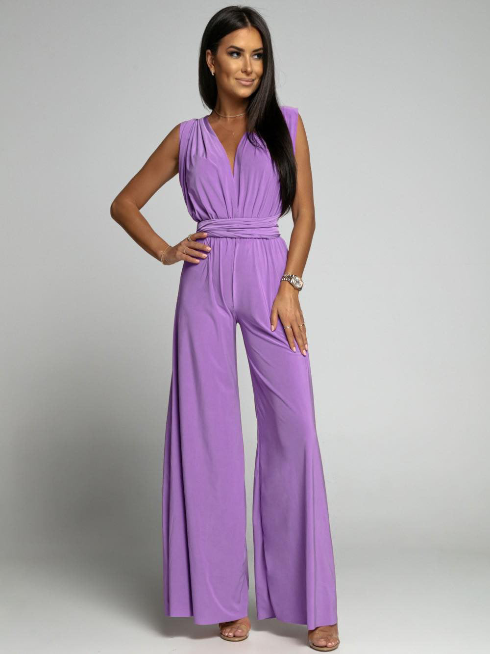 Women's Deep V-neck Sleeveless and Backless One-piece Jumpsuit - ChoreGirl