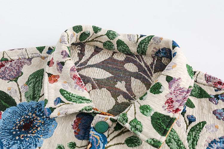 Men's Hip-hop Fashion Floral Jacquard Shirt - ChoreGirl