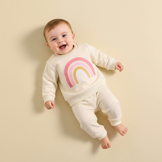 Baby Girl Long-sleeved Sweatshirt and Pants Two-piece Outfit Set