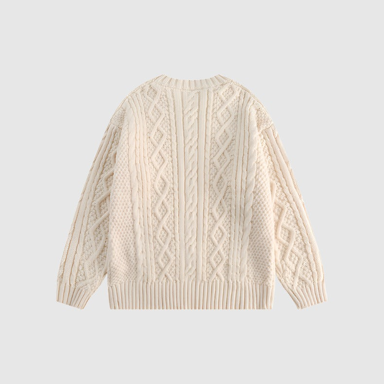 Unisex Retro Twist Knitted Couple Sweater - ChoreGirl