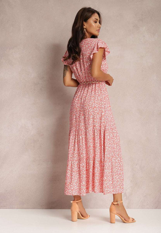 Women's Floral Tied Dress with Rope Style Belt - ChoreGirl