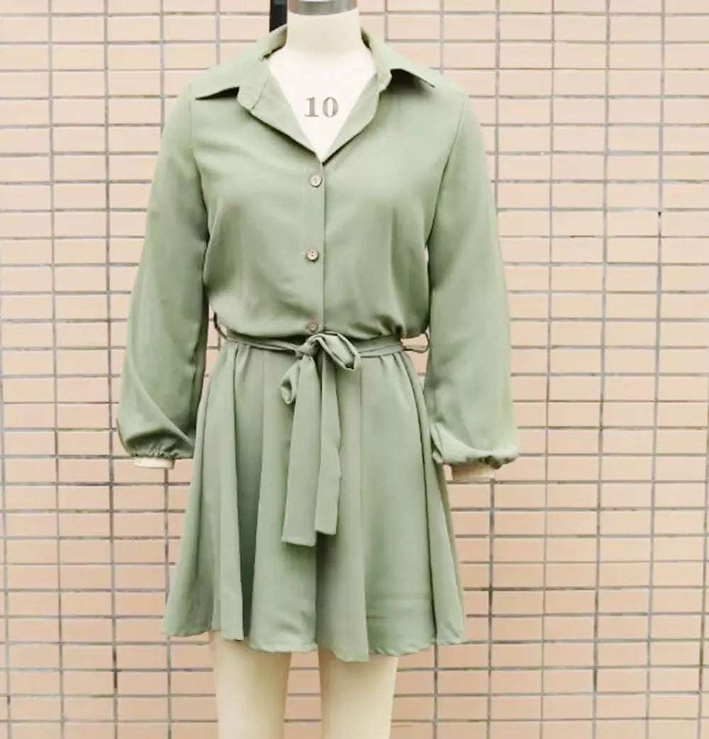 Women's Casual Long Sleeve Loose Shirt Dress