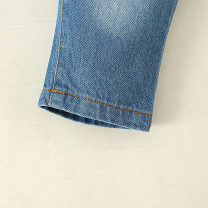 Baby Girl Round Neck Short Sleeved Top and Denim Pants Two-piece Outfit Set - ChoreGirl