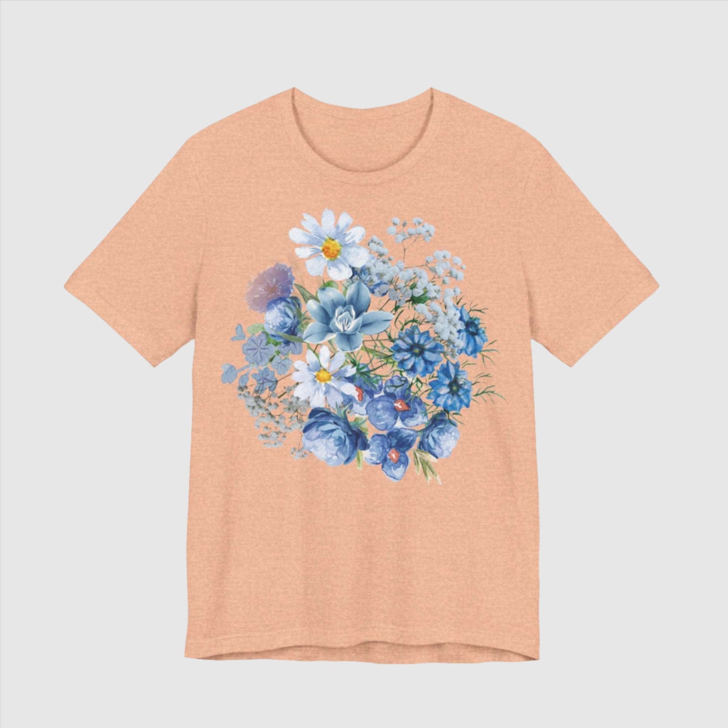 Custom Unisex Vintage Gardening Style Blue Flower Jersey Short Sleeve Tee | PERSONALIZED - ChoreGirl