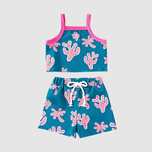 Baby Girl Striped Colorful Sleeveless Top and Shorts Outfit Set - ChoreGirl