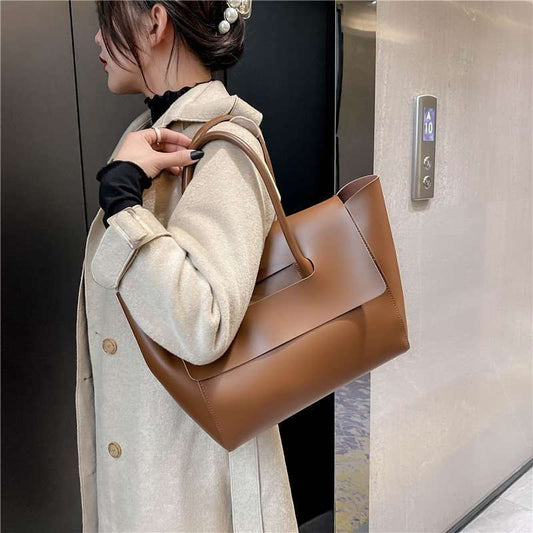 Women's Large Capacity Retro Old Money Style Tote Shoulder Bag - ChoreGirl