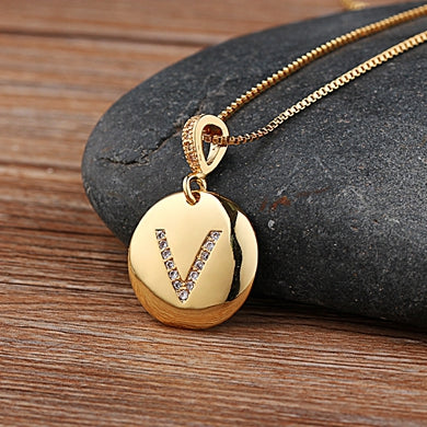 Fashion Jewelery Letter Necklace with Glossy Diamonds - ChoreGirl