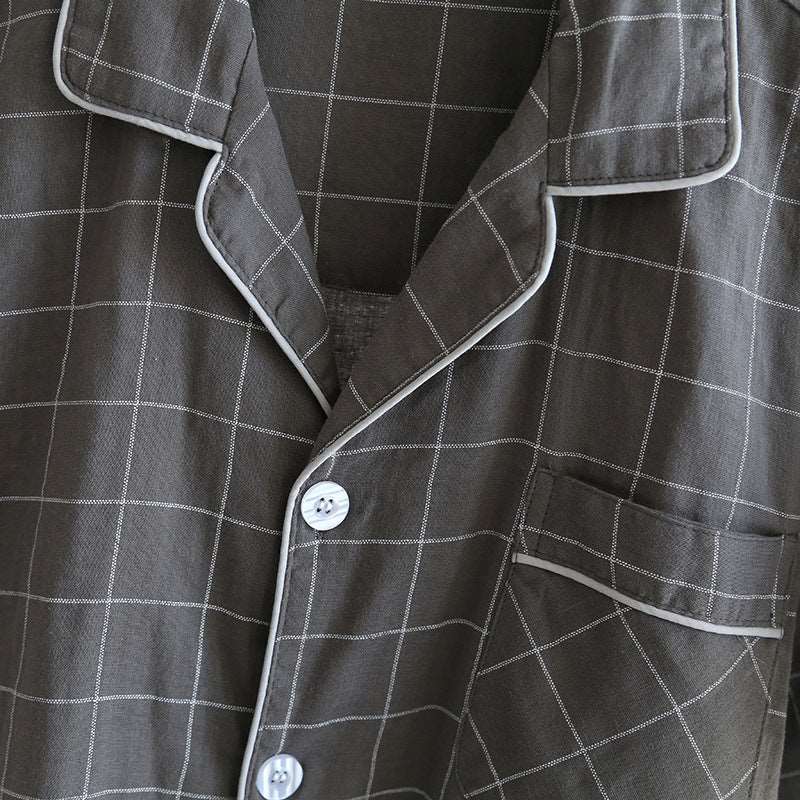 Men's Plaid Short-sleeved Pajamas Set - ChoreGirl