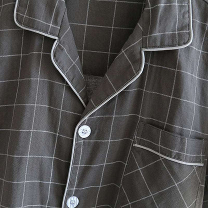 Men's Plaid Short-sleeved Pajamas Set - ChoreGirl