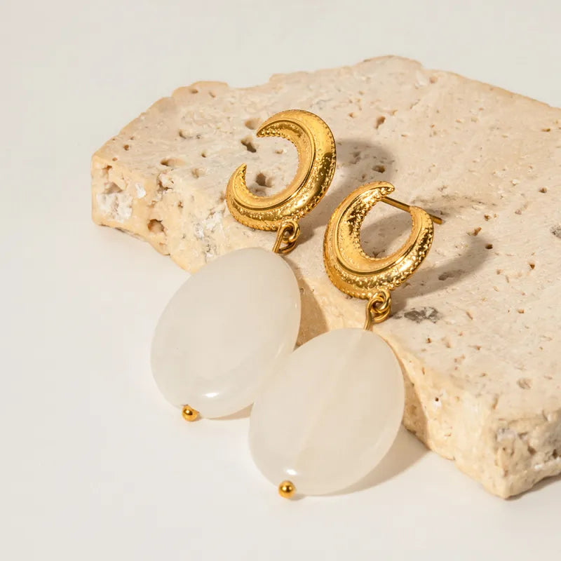 Women's Elegant Oval Crescent Earrings - ChoreGirl