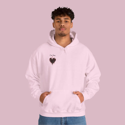 Custom Unisex Anti Valentine's Day I'm fine. Heavy Blend Hooded Sweatshirt | PERSONALIZED - ChoreGirl