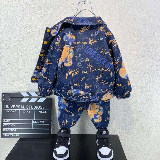 Boys Western Style Denim Two-piece Outfit Set - ChoreGirl