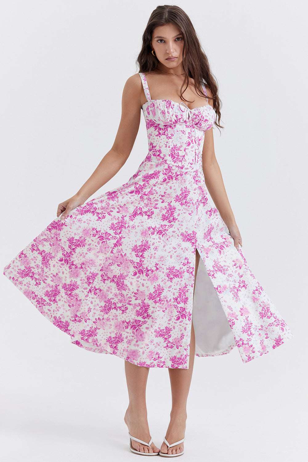 Women's Floral Print Dress With Straps - ChoreGirl