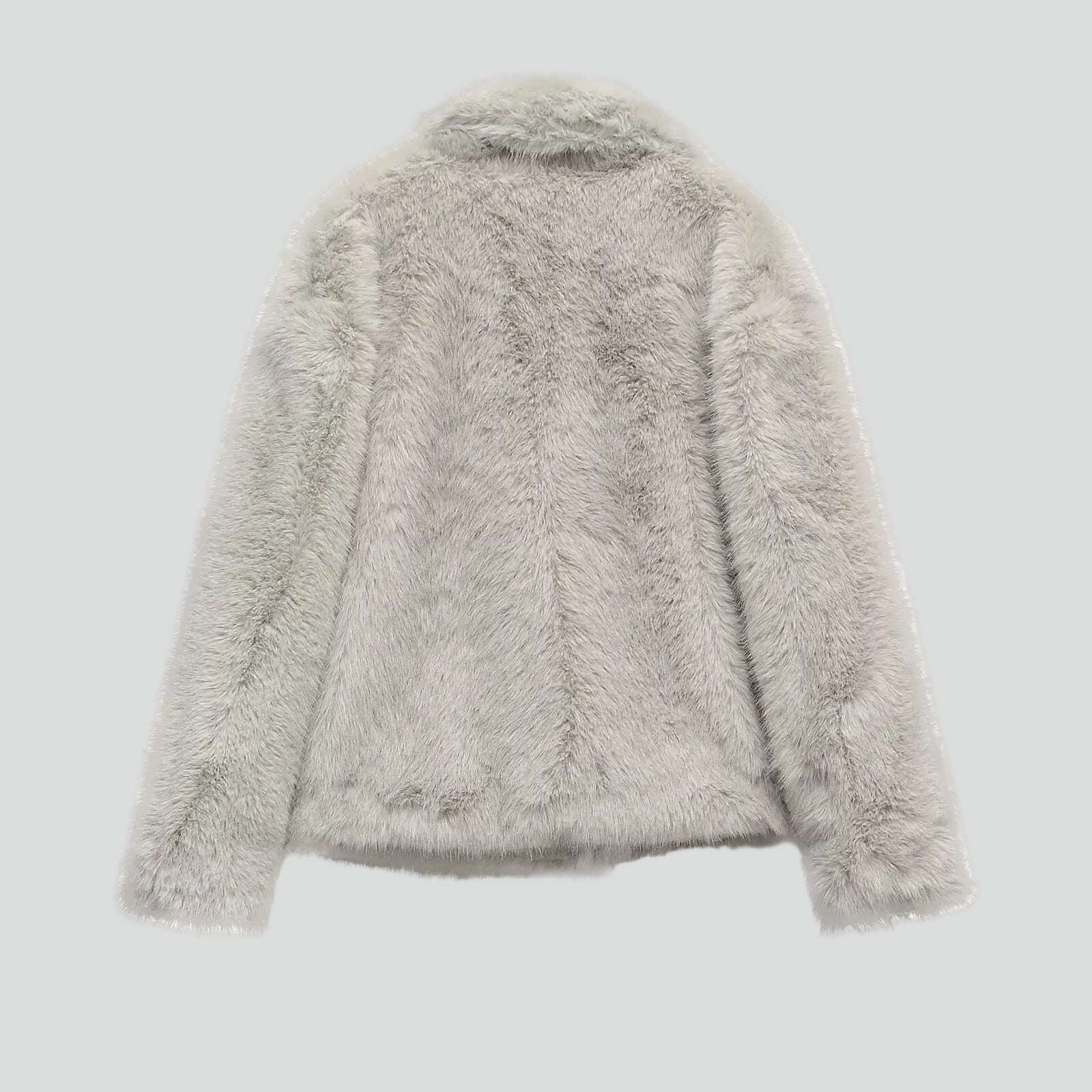 Gray fluffy jacket on a white background