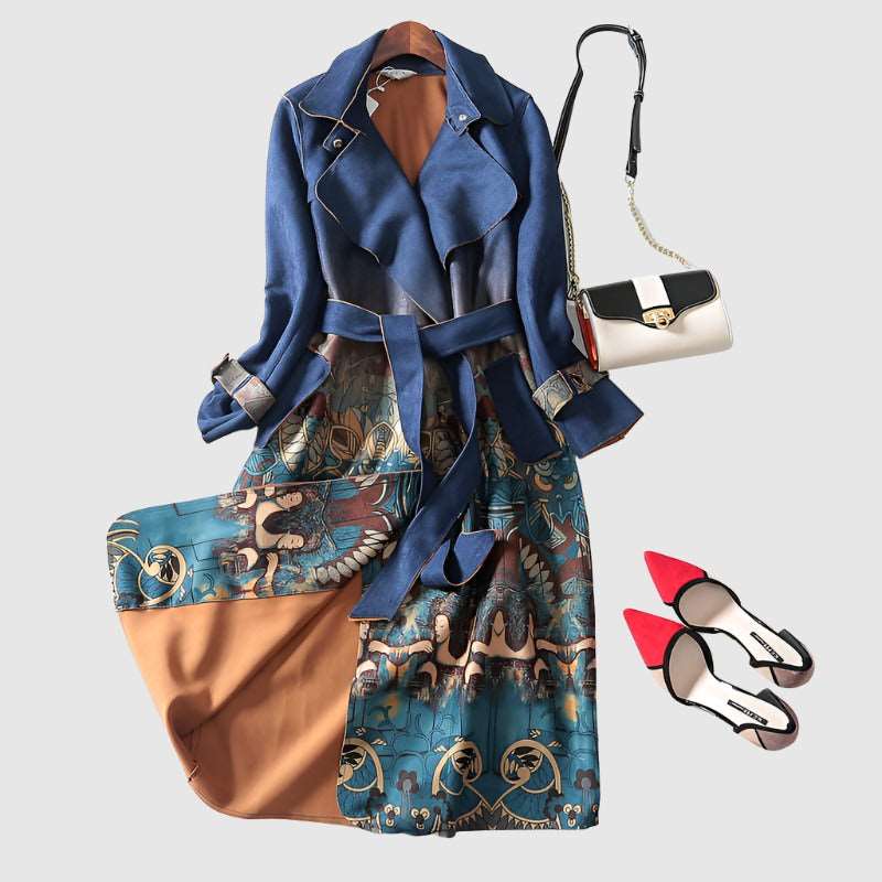 Women's Deerskin Velvet Long Sleeved Mid-Length Trench Coat - ChoreGirl