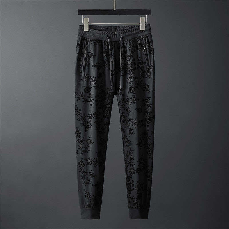 Men's Elegant Jacquard Round Neck Long-sleeved Sweatshirt and Trousers Two-piece Outfit Set - ChoreGirl