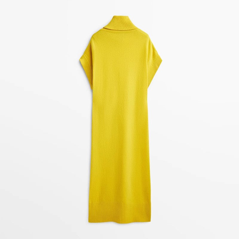 Women's High Collar Sleeveless Knitted Dress - ChoreGirl