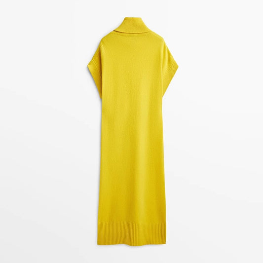 Women's High Collar Sleeveless Knitted Dress - ChoreGirl
