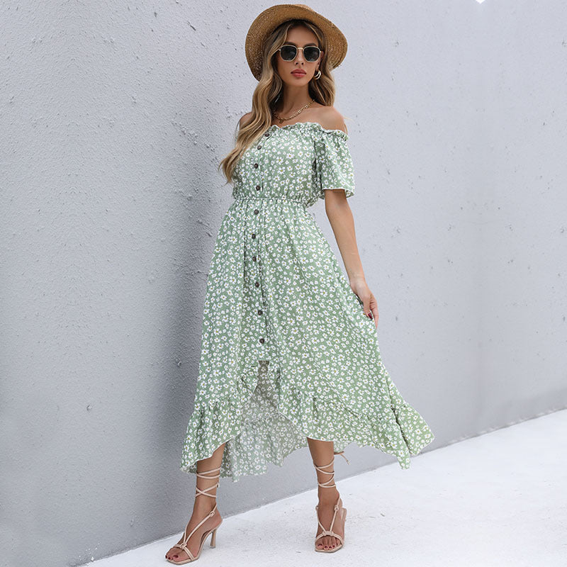 Women's Fashion Irregular Off-shoulder Dress - ChoreGirl