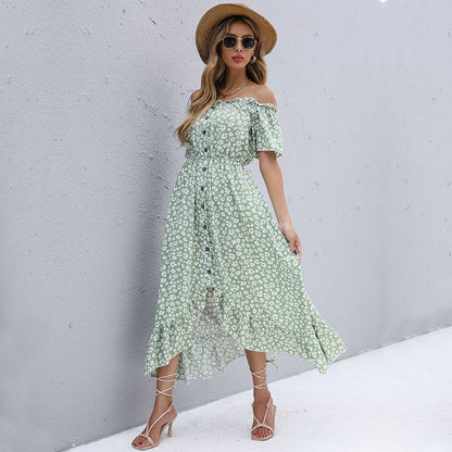 Women's Fashion Irregular Off-shoulder Dress - ChoreGirl
