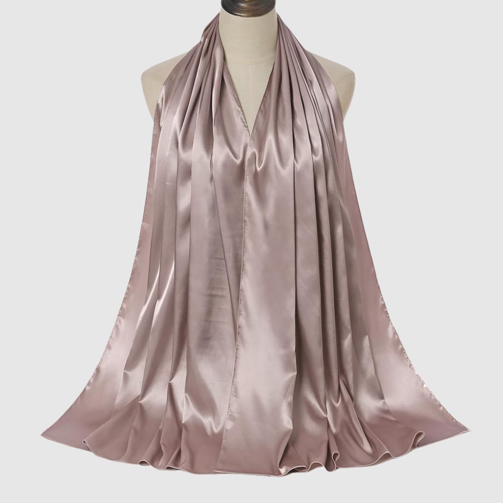Women's Elegant Pure Color Pearl Satin Scarf - ChoreGirl