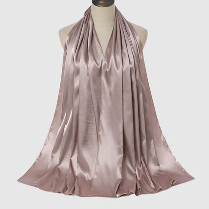 Women's Elegant Pure Color Pearl Satin Scarf - ChoreGirl