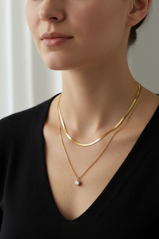 Elegant Titanium Steel Multi-Layer Necklace - Diamond