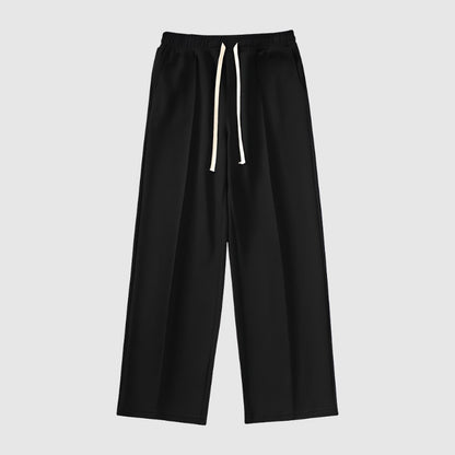 Men's Casual Pleat Stitching Loose Wide Straight Leg Pants - ChoreGirl