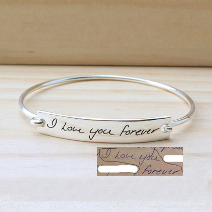 Unisex Personalized Laser Engraved Actual Handwriting Text Titanium Steel Bar Bracelet - Excellent Gift Idea - ChoreGirl