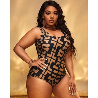 Women's Elegant Abstract Graphics Patchwork Print One-piece Swimsuit - ChoreGirl