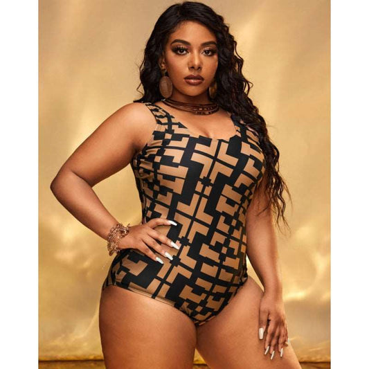 Women's Elegant Abstract Graphics Patchwork Print One-piece Swimsuit - ChoreGirl