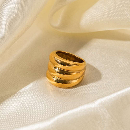 18K Gold Stainless Steel Three-layer Closed Ring - ChoreGirl