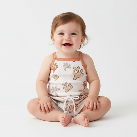 Baby Girl Striped Colorful Sleeveless Top and Shorts Outfit Set