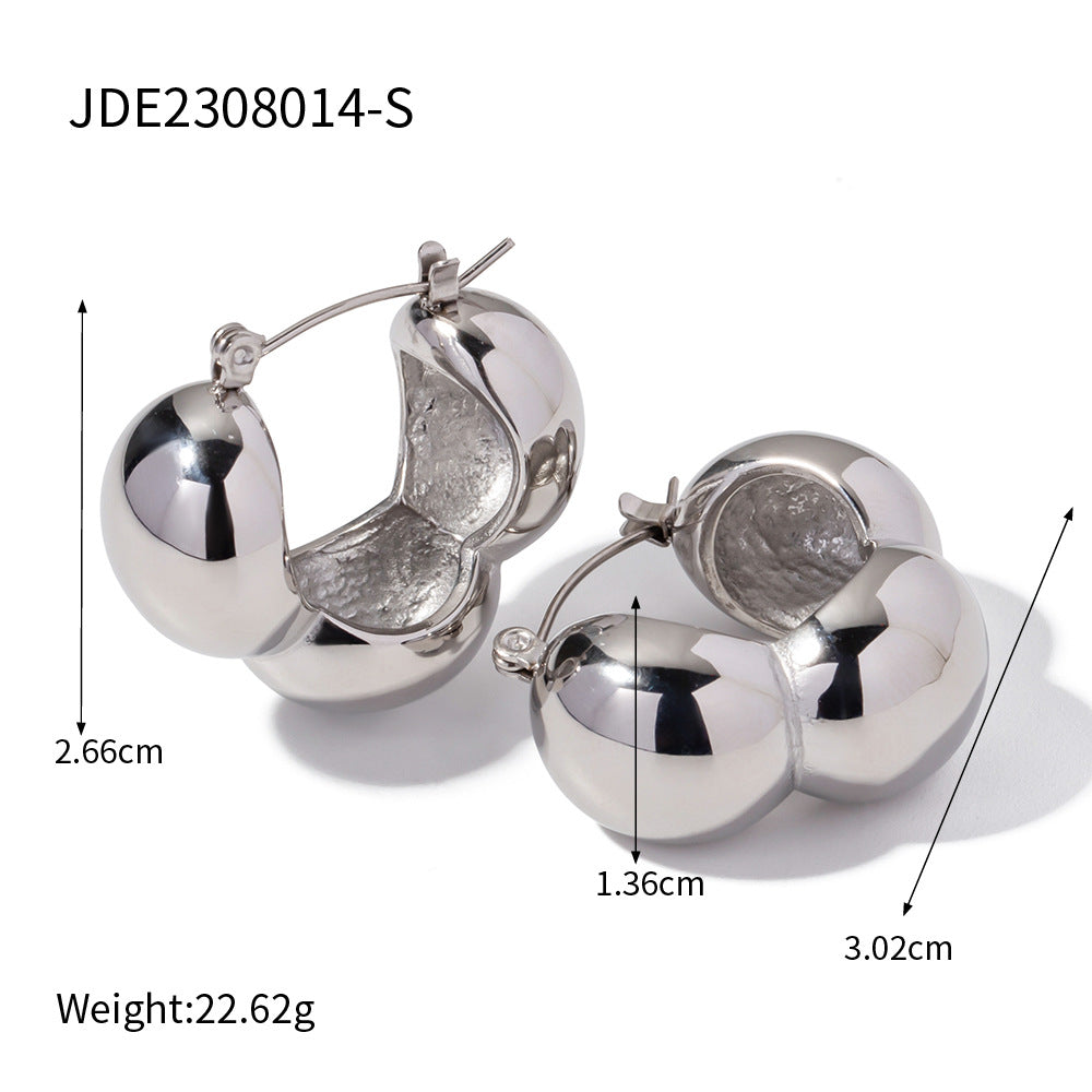 Women's 18K Gold Stainless Steel Three Hemisphere Earrings - ChoreGirl