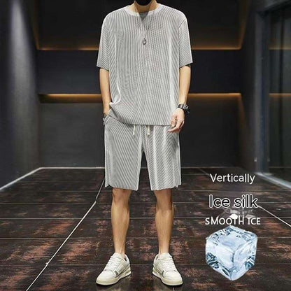 Men's Thin Loose Short-sleeved and Shorts Quick-drying Two-piece Set - ChoreGirl