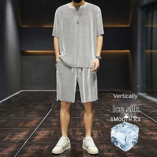 Men's Thin Loose Short-sleeved and Shorts Quick-drying Two-piece Set - ChoreGirl