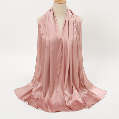Women's Elegant Pure Color Pearl Satin Scarf - ChoreGirl