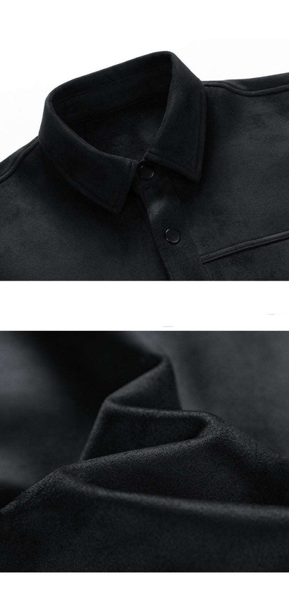 Men's Casual Loose Lapels Collar Suede Fabric Jacket - ChoreGirl
